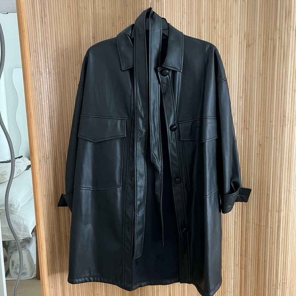 Faux Leather Zara Belted Coat